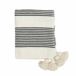 CONNOX Winkel -CONNOX Winkel Bloomingville Decke mit Quasten 150 x 125 cm schwarz frei