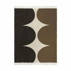 Marimekko - Härkä Wollen Deken, 130 X 170 Cm, Houtskool / Bruin / Linnen