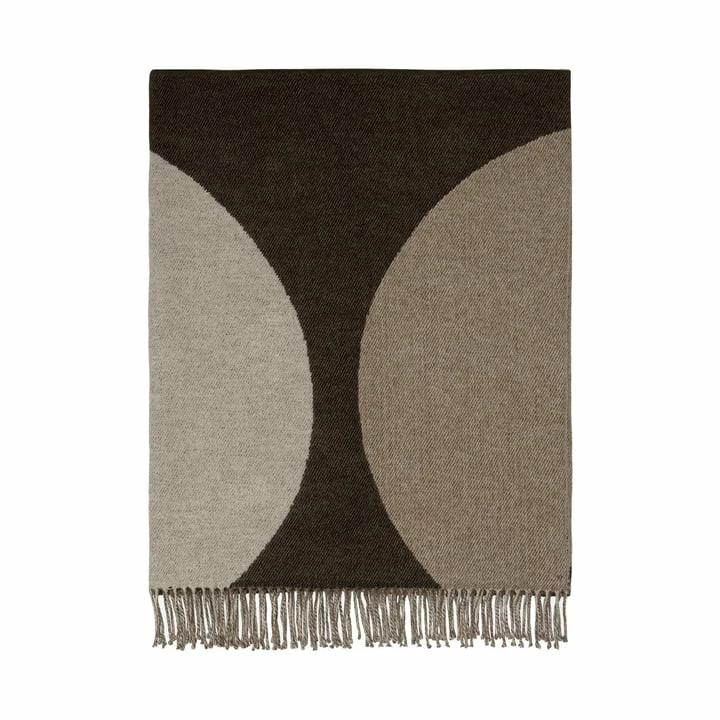 Marimekko - Härkä Wollen Deken, 130 X 170 Cm, Houtskool / Bruin / Linnen 4 Marimekko - Härkä Wollen Deken, 130 X 170 Cm, Houtskool / Bruin / Linnen - Afbeelding 2